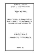 đề xuất giải pháp hoàn thiện công tác quản lý nhân lực tại công ty tnhh xây dựng và thương mại hoàng nguyên