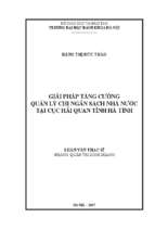 Giải pháp tăng cường quản lý chi ngân sách nhà nước tại cục hải quan tỉnh hà tĩnh