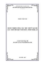 Hoàn thiện công tác thu thuế tại chi cục thuế huyện nam đàn, tỉnh nghệ an