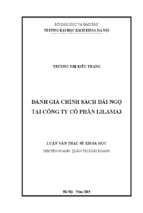 đánh giá chính sách đãi ngộ tại công ty cổ phần lilama3