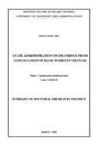 Quản lý nhà nước về thu từ khai thác công trình đường bộ ở việt nam tt tiếng anh
