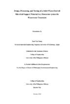 Design, processing, and testing of a solid waste derived microbial support material in a bioreactor system for wastewater treatment 