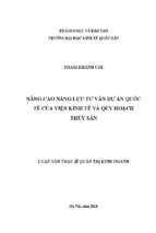 _luận văn thạc sĩ nâng cao năng lực tư vấn dự án quốc tế của viện kinh tế và quy hoạch thủy sản