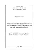 Quản lý đội ngũ giảng viên các trường cao đẳng nghề thuộc bộ quốc phòng theo hướng tiếp cận phát triển nguồn nhân lực