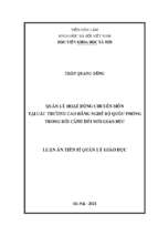 Quản lý hoạt động chuyên môn tại các trường cao đẳng nghề bộ quốc phòng trong bối cảnh đổi mới giáo dục