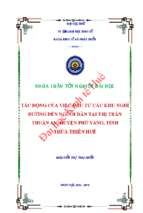 Tác động của việc đầu tư các khu nghỉ dưỡng đến người dân tại thị trấn Thuận An, huyện Phú Vang, tỉnh Thừa Thiên Huế