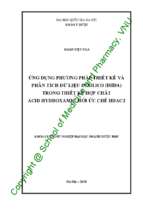 ứng dụng phương pháp thiết kế và phân tích dữ liệu in silico (isida) trong thiết kế hợp chất acid hydroxamic mới ức chế hdac2​.