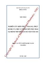 Nghiên cứu kiến thức, thái độ, thực hành của trẻ vị thành niên phá thai tại bệnh viện phụ sản hà nội năm 2018​.
