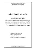 Skkn hướng dẫn học sinh khai thác những tri thức khoa học, văn hóa, nghệ thuật trong tác phẩm của nguyễn tuân cho học sinh thpt