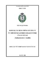 đánh giá tác dụng chống oxy hóa và ức chế enzym xanthine oxidase in vitro của lá cây gai (boehmeria nivea l. gaudich)​.