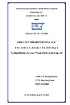 Khảo sát thành phần hóa học cao ethyl acetate của loài địa y parmotrema planatilobatum (hale) hale.