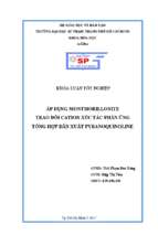 áp dụng montmorillonite trao đổi cation xúc tác phản ứng tổng hợp dẫn xuất pyranoquinoline.