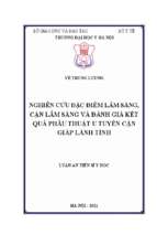 Nghiên cứu đặc điểm lâm sàng, cận lâm sàng và đánh giá kết quả phẫu thuật u tuyến cận giáp lành tính