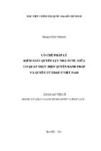 Cơ chế pháp lý kiểm soát quyền lực nhà nước giữa cơ quan thực hiện quyền hành pháp và quyền tư pháp ở việt nam