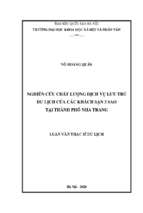 Nghiên cứu chất lượng dịch vụ lưu trú du lịch của các khách sạn 3 sao tại thành phố nha trang​