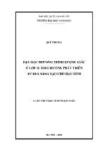 Dạy học phương trình lượng giác ở lớp 11 theo hướng phát triển tư duy sáng tạo cho học sinh​