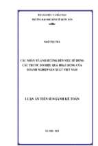 Các nhân tố ảnh hưởng đến việc sử dụng các thước đo hiệu quả hoạt động của các doanh nghiệp sản xuất việt nam