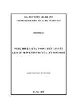 Nghệ thuật tự sự trong tiểu thuyết lịch sử trần khánh dư của lưu sơn minh​