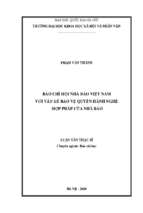 Báo chí hội nhà báo việt nam với vấn đề bảo vệ quyền hành nghề hợp pháp của nhà báo​