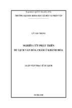 Nghiên cứu phát triển du lịch văn hóa chăm ở khánh hòa​