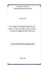 Các nhân tố ảnh hưởng đến việc sử dụng các thước đo hiệu quả hoạt động của các doanh nghiệp sản xuất việt nam