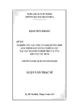 Nghiên cứu các yếu tố ảnh hưởng đến quá trình xây dựng chiến lược tại các doanh nghiệp nhỏ và vừa khu vực tp. hồ chí minh 