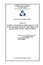 Nghiên cứu đánh giá hiện trạng và đề xuất giải pháp quản lý chất thải y tế tại thành phố long xuyên, tỉnh an giang 