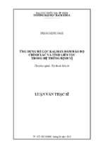 ứng dụng bộ lọc kalman đảm bảo độ chính xác và tính liên tục trong hệ thống định vị 