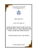 đánh giá hiện trạng và đề xuất các giải pháp quản lý chất thải rắn sinh hoạt tại địa bàn tỉnh an giang 