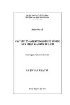 Các yếu tố ảnh hưởng đến xu hướng lựa chọn địa điểm du lịch 