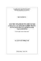 Các yếu tố ảnh hưởng đến sự hài lòng của các doanh nghiệp trong nước đang đầu tư kinh doanh tại lâm đồng 