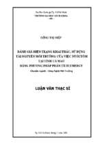 đánh giá hiện trạng khai thác sử dụng tài nguyên môi trường của việc nuôi tôm tại tỉnh cà mau bằng phương pháp phân tích emercy 