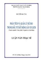 Phân tích và quản lý rủi ro trong đầu tư bất động sản du lịch 