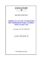 Nghiên cứu các yếu tố ảnh hưởng đến chi phí dịch vụ hậu cần phân phối tại việt nam