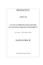 Các yếu tố ảnh hưởng đến sự hài lòng của người đọc tp. hcm đối với báo điện tử 