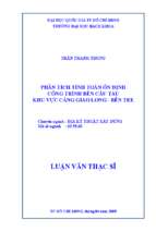 Phân tích tính toán ổn định công trình bến cầu tàu khu vực cảng giao long   bến tre 