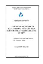 Thu nhận bacteriocin bằng phương pháp lên men bởi tế bào lactococcus lactis cố định 