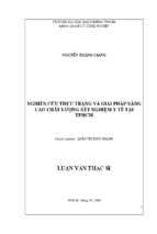 Nghiên cứu thực trạng và giải pháp nâng cao chất lượng xét nghiệm y tế tại tp. hcm 