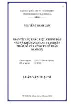 Phân tích sự khác biệt chi phí đầu vào và khả năng cạnh tranh sản phẩm gỗ của công ty cổ phần savimex