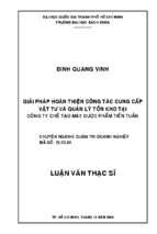 Giải pháp hoàn thiện công tác cung cấp vật tư và quản lý kho tồn tại công ty chế tạo máy dược phẩm tiến tuấn