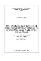 Phân tích đánh giá hiệu quả dự án quy hoạch hệ thống thủy lợi cấp thoát nước phục vụ nuôi tôm ấp 2, 3 xã hiệp phước, huyện nhà bè   tp. hồ chí minh