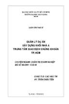 Quản lý dự án xây dựng khối nhà a  trung tâm giao dịch chứng khoán thành phố hồ chí minh