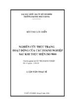 Nghiên cứu thực trạng hoạt động của các doanh nghiệp sau khi thực hiện iso 9000