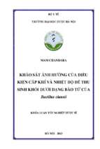 Khảo sát ảnh hưởng của điều kiện cấp khí và nhiệt độ để thu sinh khối dưới dạng bào tử của bacillus clausii​