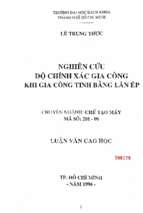 Nghiên cứu độ chính xác gia công khi gia công tinh bằng lăn ép