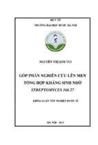 Góp phần nghiên cứu lên men tổng hợp kháng sinh nhờ streptomyces 168.27​