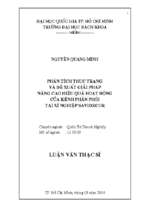 Phân tích thực trạng và đề xuất giải pháp nâng cao hiệu quả hoạt động của kênh phân phối tại xí nghiệp savidecor