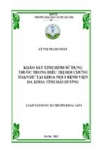 Khảo sát tình hình sử dụng thuốc trong điều trị hội chứng thận hư tại khoa nội 3 bệnh viện đa khoa tỉnh hải dương​