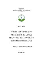 Nghiên cứu chiết xuất artemisinin từ lá cây thanh cao hoa vàng bằng dung môi isopropanol​