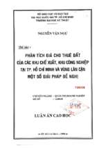 Phân tích giá cho thuê đất của các khu chế xuất, khu công nghiệp tại tp. hồ chí minh và vùng lân cận một số giải pháp đề nghị